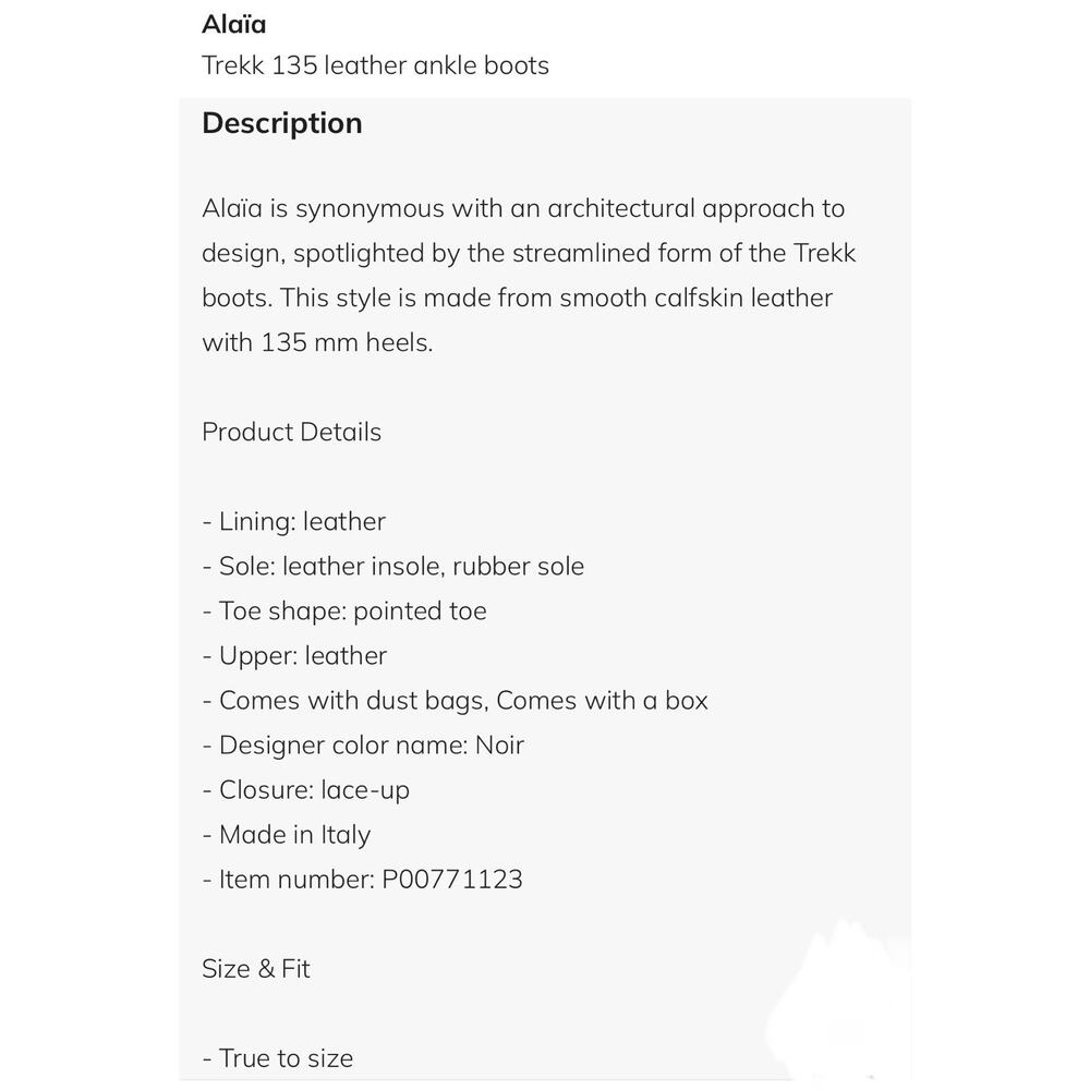 NWOB Alaia Trekk Booties 37.5 US 7.5 Black Leather Lace Up Platform Ankle Boots - Picture 14 of 14